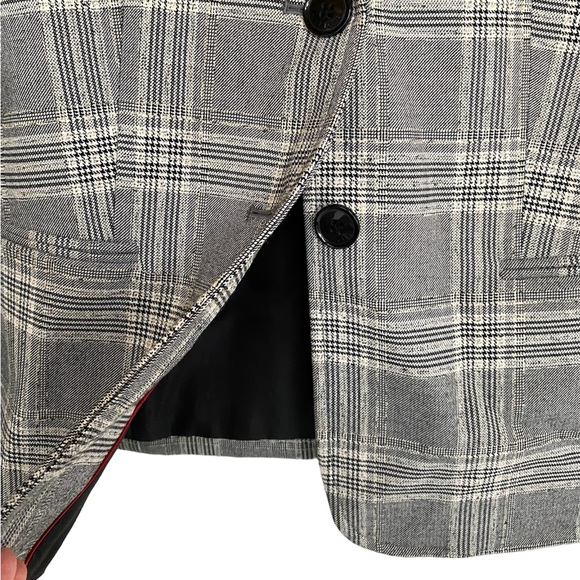 Tommy Hilfiger Women’s Plaid Blazer Suit Separate Two-Button Black Ivory Size 6 - Picture 6 of 13